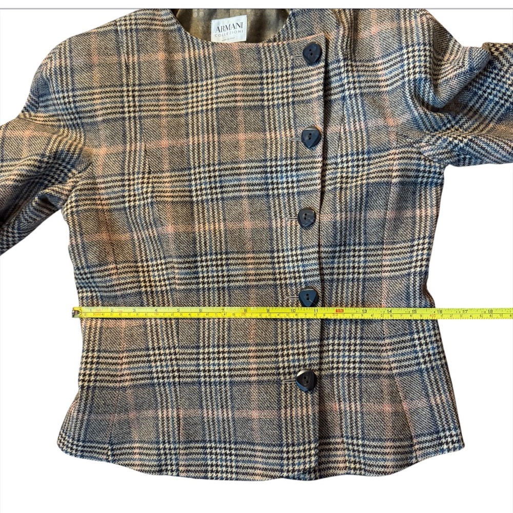 Armani Collezioni - Plaid Virgin Wool Cashmere Blend Jacket Blazer - Size 4 -EUC - Picture 13 of 15